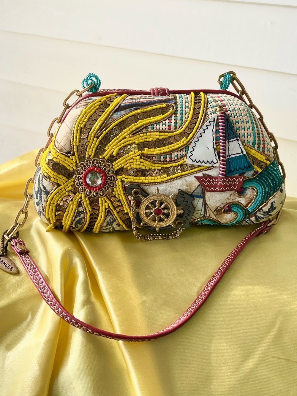 Mary Frances Vintage Nautical ⛵️ Embroidered Purse Handbag GUC Vintage